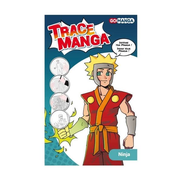 Ritningsmall - GO MANGA - Ninja - Flerfärgad - A4 - Mjuk plast