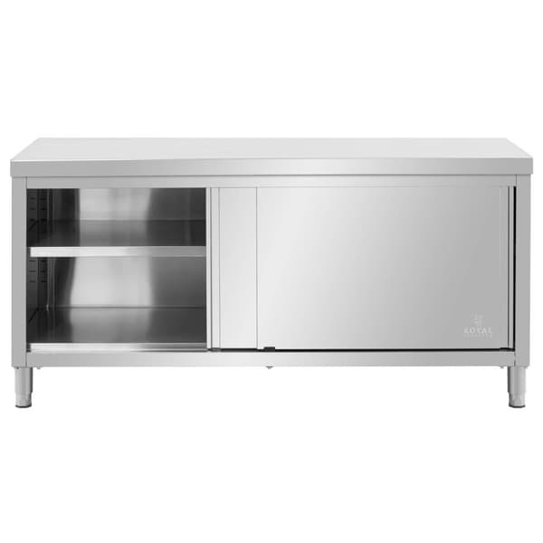 Royal Catering - Arbetsskåp i rostfritt stål - ECO - 180 x 80 cm - 500 kg