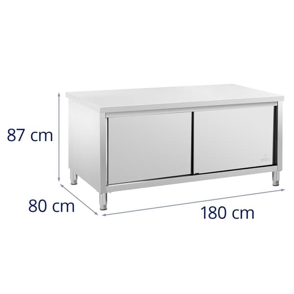 Royal Catering - Arbetsskåp i rostfritt stål - ECO - 180 x 80 cm - 500 kg