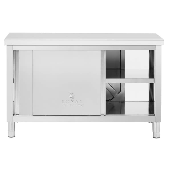 Royal Catering - Arbetsskåp i rostfritt stål - Genomgående - ECO - 140 x 60 cm - 500 kg