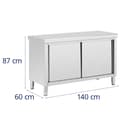 Miniatyrbild 6 av 6: Royal Catering - Arbetsskåp i rostfritt stål - Genomgående - ECO - 140 x 60 cm - 500 kg