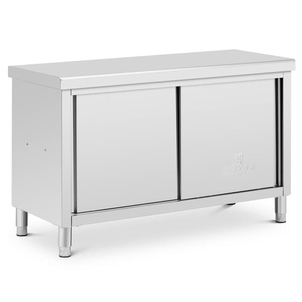 Royal Catering - Arbetsskåp i rostfritt stål - Genomgående - ECO - 140 x 60 cm - 500 kg