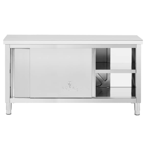 Royal Catering - Arbetsskåp i rostfritt stål - Genomgående - ECO - 160 x 60 cm - 500 kg