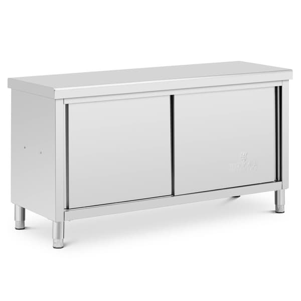 Royal Catering - Arbetsskåp i rostfritt stål - Genomgående - ECO - 160 x 60 cm - 500 kg