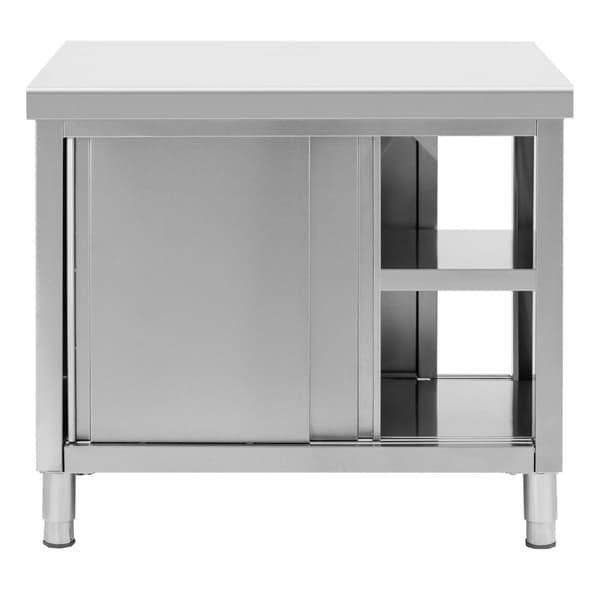 Royal Catering - Arbetsskåp i rostfritt stål - Genomgående - ECO - 100 x 70 cm - 500 kg