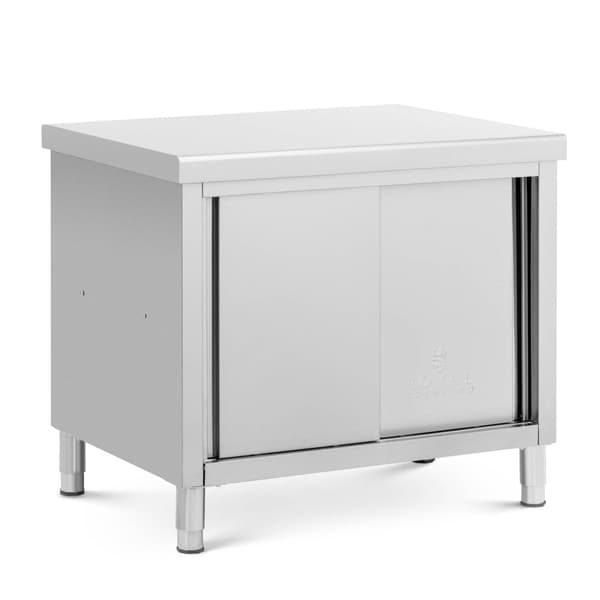 Royal Catering - Arbetsskåp i rostfritt stål - Genomgående - ECO - 100 x 70 cm - 500 kg