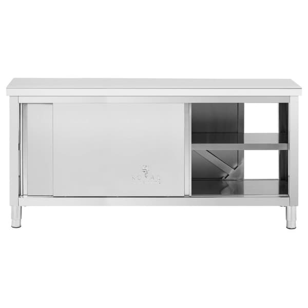 Royal Catering - Arbetsskåp i rostfritt stål - Genomgående - ECO - 180 x 60 cm - 500 kg
