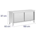 Miniatyrbild 6 av 6: Royal Catering - Arbetsskåp i rostfritt stål - Genomgående - ECO - 180 x 60 cm - 500 kg