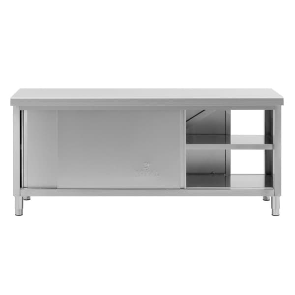 Royal Catering - Arbetsskåp i rostfritt stål - Genomgående - ECO - 200 x 60 cm - 500 kg