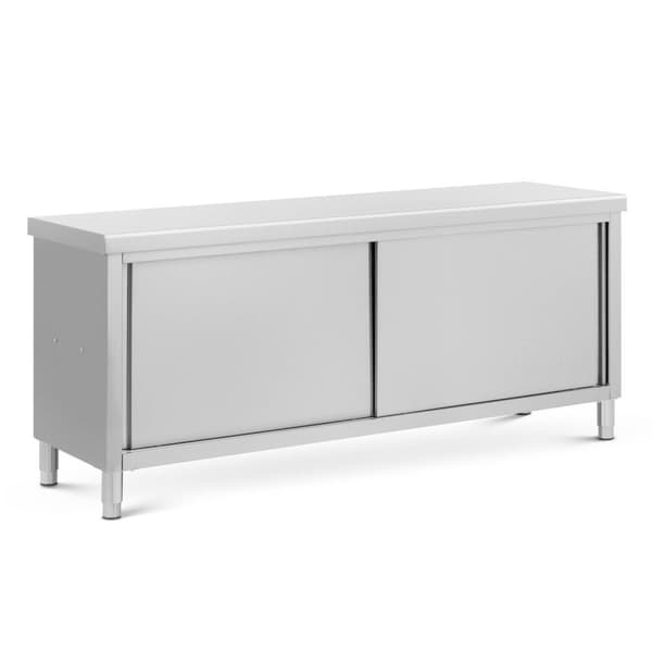 Royal Catering - Arbetsskåp i rostfritt stål - Genomgående - ECO - 200 x 60 cm - 500 kg
