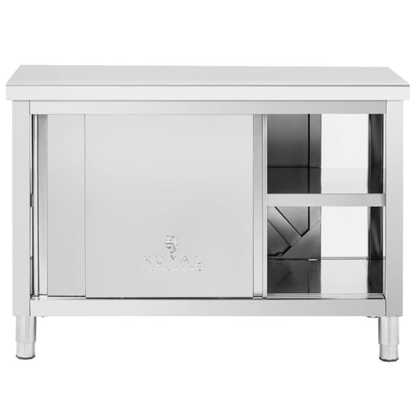 Royal Catering - Arbetsskåp i rostfritt stål - Genomgående - ECO - 120 x 60 cm - 500 kg
