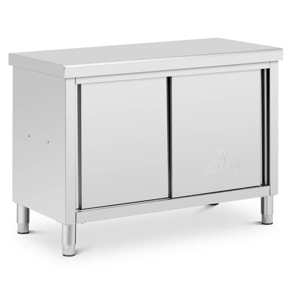 Royal Catering - Arbetsskåp i rostfritt stål - Genomgående - ECO - 120 x 60 cm - 500 kg