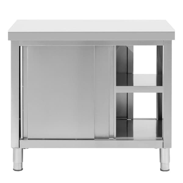Royal Catering - Arbetsskåp i rostfritt stål - Genomgående - ECO - 100 x 60 cm - 500 kg