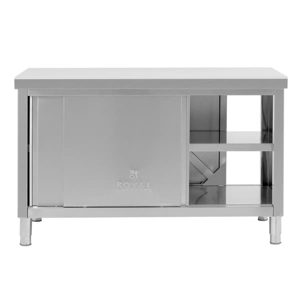 Royal Catering - Arbetsskåp i rostfritt stål - Genomgående - ECO - 140 x 70 cm - 500 kg
