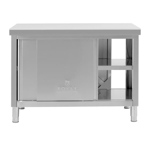 Royal Catering - Arbetsskåp i rostfritt stål - Genomgående - ECO - 120 x 70 cm - 500 kg
