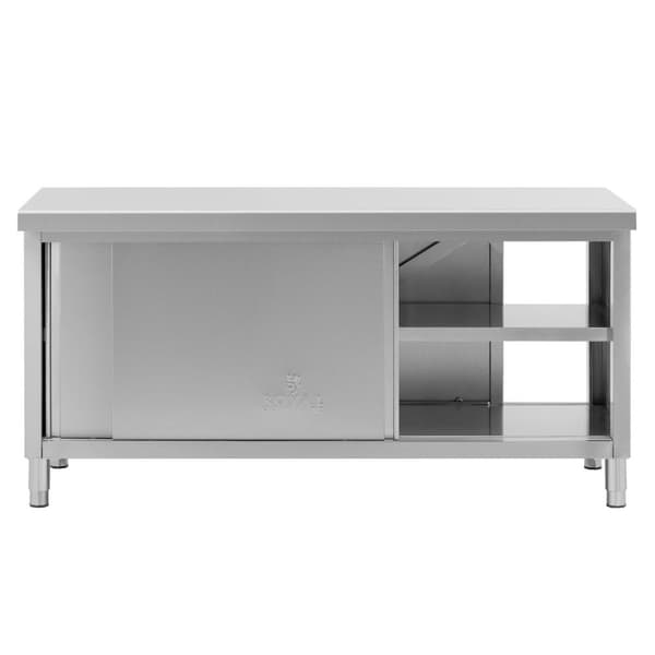 Royal Catering - Arbetsskåp i rostfritt stål - Genomgående - ECO - 180 x 70 cm - 500 kg