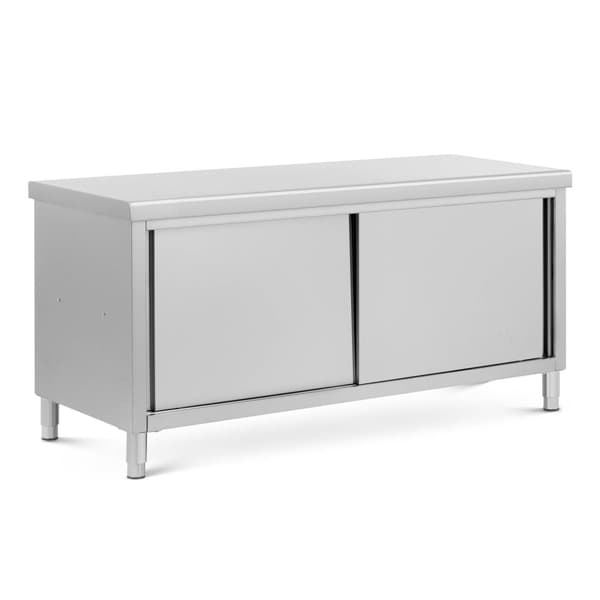 Royal Catering - Arbetsskåp i rostfritt stål - Genomgående - ECO - 180 x 70 cm - 500 kg
