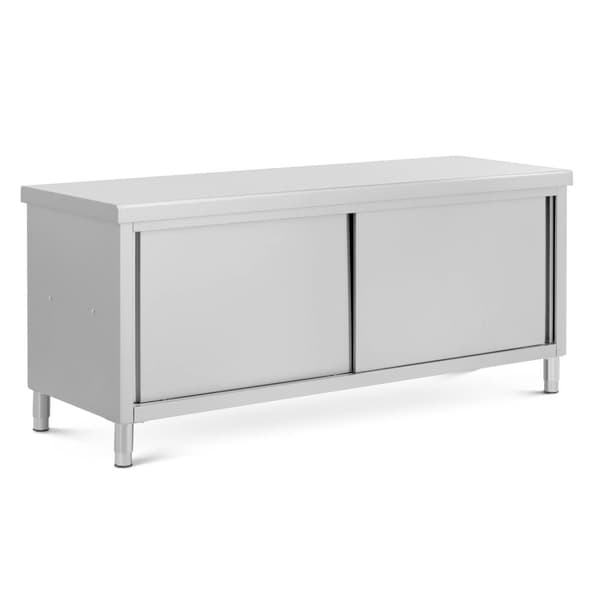 Royal Catering - Arbetsskåp i rostfritt stål - Genomgående - ECO - 200 x 70 cm - 500 kg