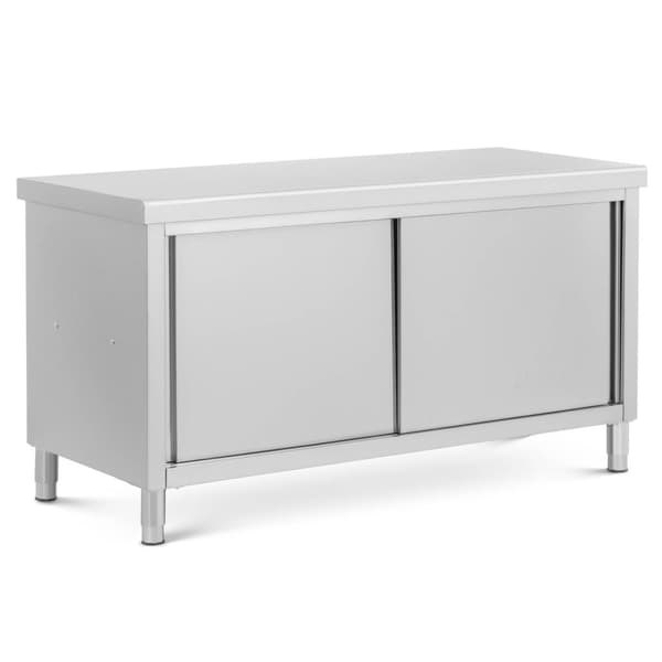 Royal Catering - Arbetsskåp i rostfritt stål - Genomgående - ECO - 160 x 70 cm - 500 kg