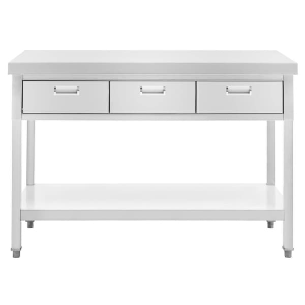 Arbetsbord i rostfritt stål - 120 x 60 cm - 436 kg - 3 lådor - Royal Catering