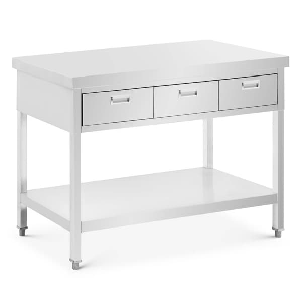 Arbetsbord i rostfritt stål - 120 x 60 cm - 436 kg - 3 lådor - Royal Catering