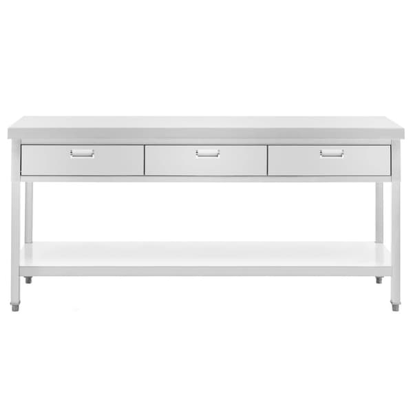 Arbetsbord i rostfritt stål - 180 x 60 cm - 436 kg - 3 lådor - Royal Catering