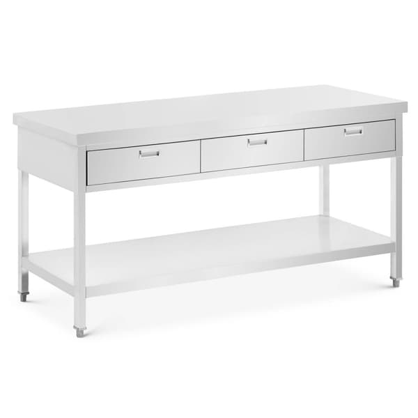 Arbetsbord i rostfritt stål - 180 x 60 cm - 436 kg - 3 lådor - Royal Catering