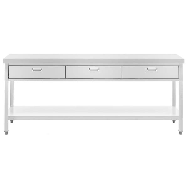 Arbetsbord i rostfritt stål - 200 x 60 cm - 436 kg - 3 lådor - Royal Catering