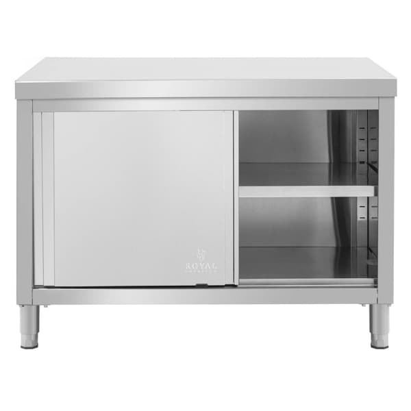 Royal Catering - Arbetsskåp i rostfritt stål - ECO - 120 x 80 cm - 500 kg