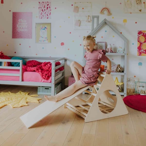 Montessori-kiipeilyteline lapsille – Taaperoiden kiipeilykolmio – Kehittävä puulelu lapsille