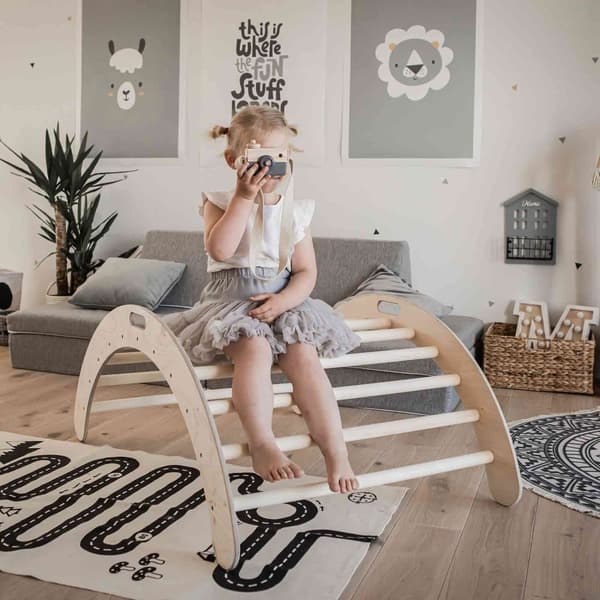 Montessori Kiipeilykaari Lapsille – Taaperoiden Kiipeilylelu – Puinen Motorinen Aktiivilelu