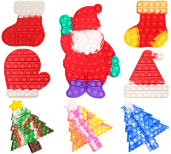 8 Pack Christmas Jul julklappar Pop it Fidget Toy