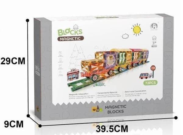 Magnetic Tiles togbane, 72 dele