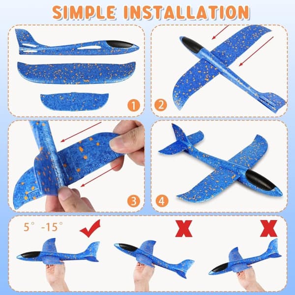 Polystyrene glidplan för barn 48 cm – 2-pack polystyren glidplan manuellt skumglider för barn (blå och orange)