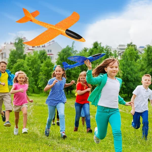 Polystyrene glidplan för barn 48 cm – 2-pack polystyren glidplan manuellt skumglider för barn (blå och orange)