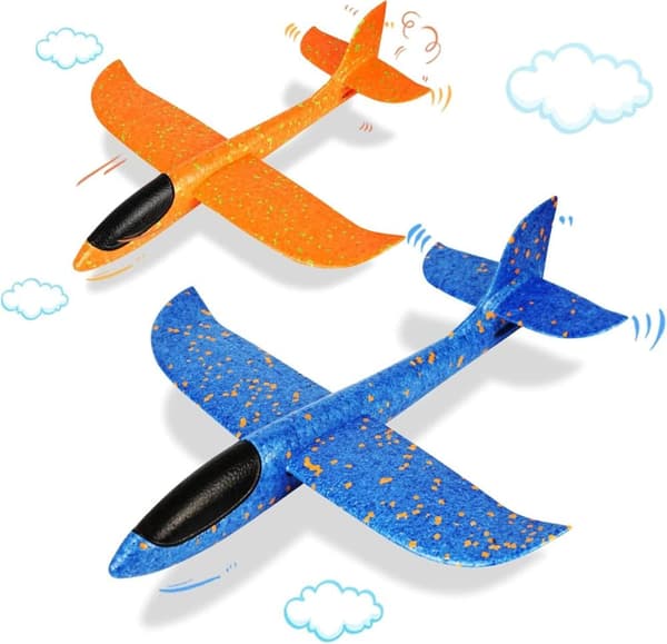 Polystyrene glidplan för barn 48 cm – 2-pack polystyren glidplan manuellt skumglider för barn (blå och orange)