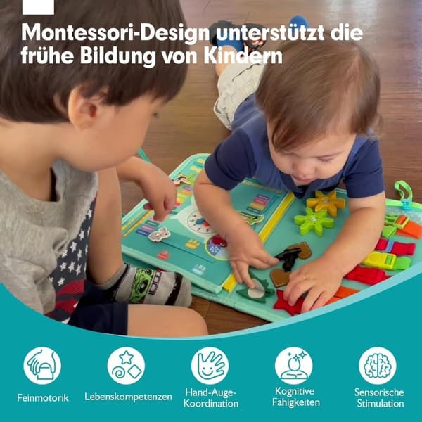 OBOSOE Montessoribräda, barn 1-4 år, 9-i-1 aktivitetsleksak för resor och lärande