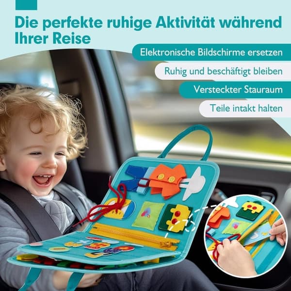OBOSOE Montessoribräda, barn 1-4 år, 9-i-1 aktivitetsleksak för resor och lärande