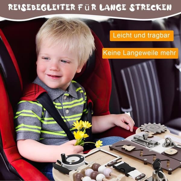 OBOSOE Montessori Aktivitetsbräda i Trä, 10+ Aktiviteter för Barn 1-4 År, Lärorikt Presentval