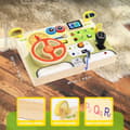Miniatyrbild 6 av 6: OBOSOE Montessori Trä Busy Board med Ratt och LED, Sensorisk Leksak för Barn 1-3 År