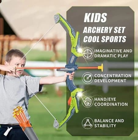 OBOSOE Bow och Arrow Archery Play Set för barn utomhus jakt spel leksak med Quiver och mål