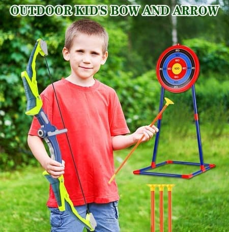 OBOSOE Bow och Arrow Archery Play Set för barn utomhus jakt spel leksak med Quiver och mål