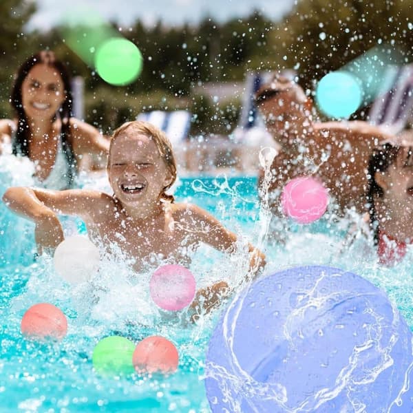 OBOSOE 10 stykker genanvendelige vandballoner, silikone vandbomber, vandballoner til sommer udendørs, vandballoner til strand, pool, fest