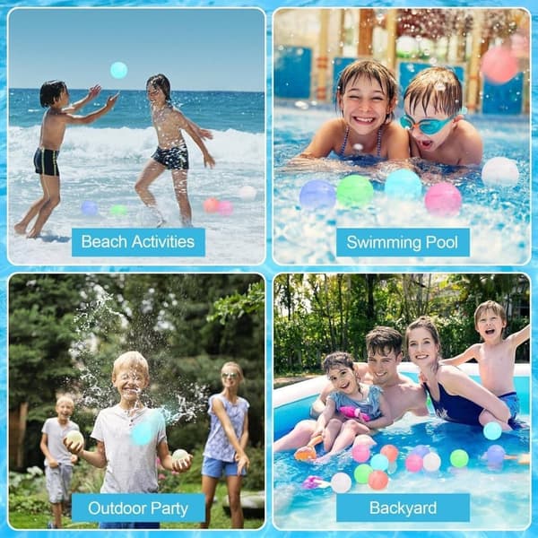 OBOSOE 10 stykker genanvendelige vandballoner, silikone vandbomber, vandballoner til sommer udendørs, vandballoner til strand, pool, fest