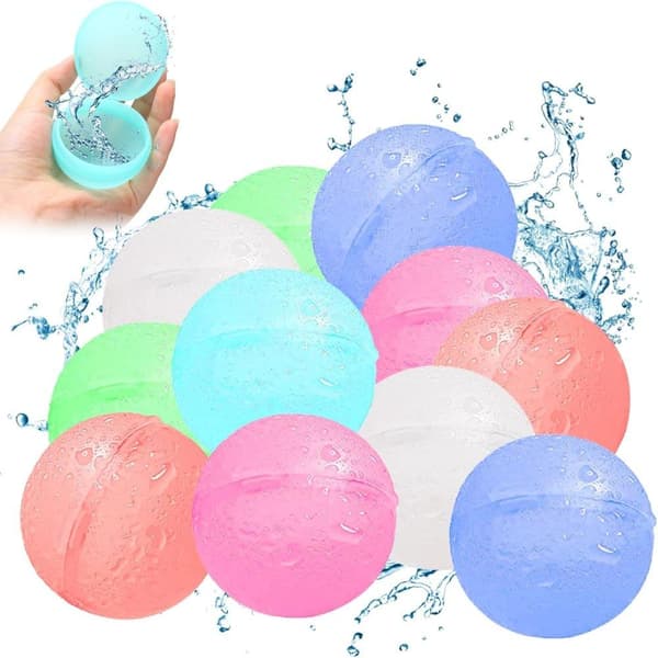 OBOSOE 10 stykker genanvendelige vandballoner, silikone vandbomber, vandballoner til sommer udendørs, vandballoner til strand, pool, fest
