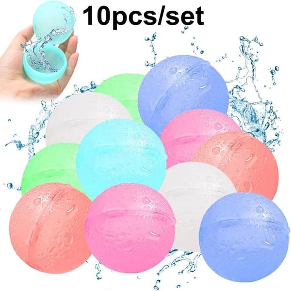 OBOSOE 10 stykker genanvendelige vandballoner, silikone vandbomber, vandballoner til sommer udendørs, vandballoner til strand, pool, fest