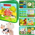 Miniatyrbillede 1 af 8: Lollanda Montessori Farm Tema Aktivitetsbog 1-4 år, Montessori Travlt Bord – 18 - i -1 Aktivitets- og udviklingslegetøj til børn