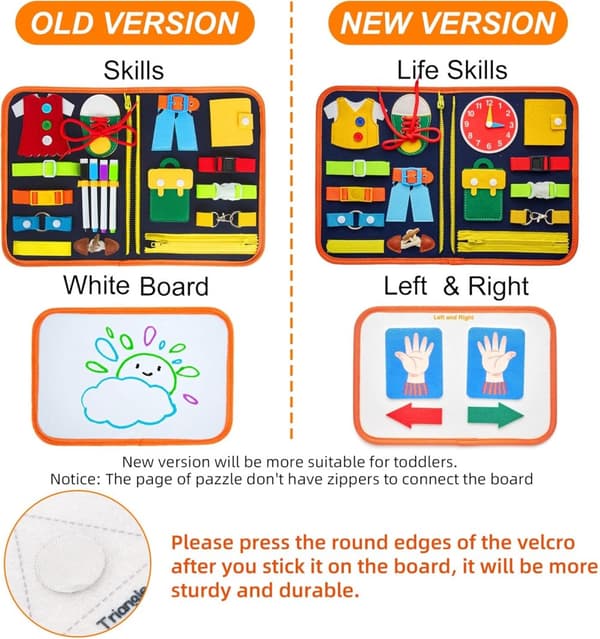 Lollanda Montessori Activity Board 1-4 år, Busy Board Montessori Toy – Rejselegetøj, 8 temaer og 20 Life Skills Montessori spil