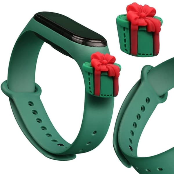 Julearmbånd til Xiaomi Mi Band 6 / Mi Band 5 Julearmbånd med silikonrem Mørkegrønt (gave)