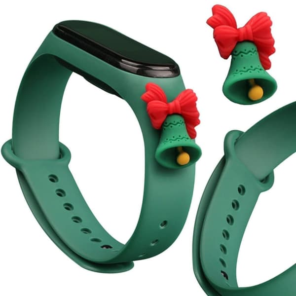 Strap Xmas Armbånd for Xiaomi Mi Band 6 / Mi Band 5 Christmas Silikon Strap Armbånd Mørkegrønt (Bell)